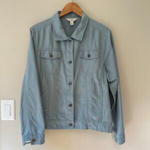 L.L. Bean Linen Blend Trucker Jacket Size XL Women Casual Vacation Classic